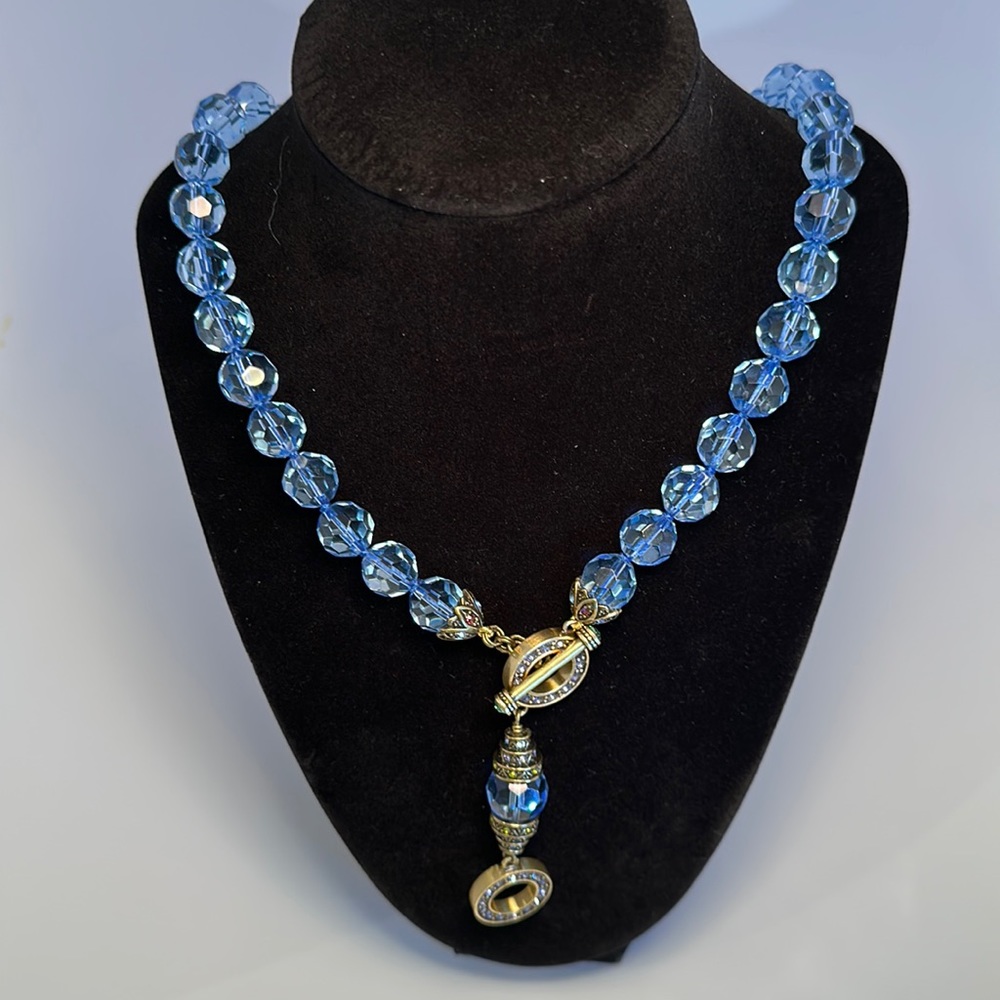 Heidi Daus blue Swarovski toggle necklace